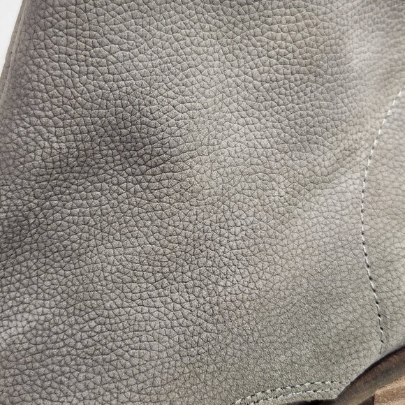 Lucky Brand Gray Leather Kasima Peep Toe Block Heel Booties 8M - Picture 14 of 14